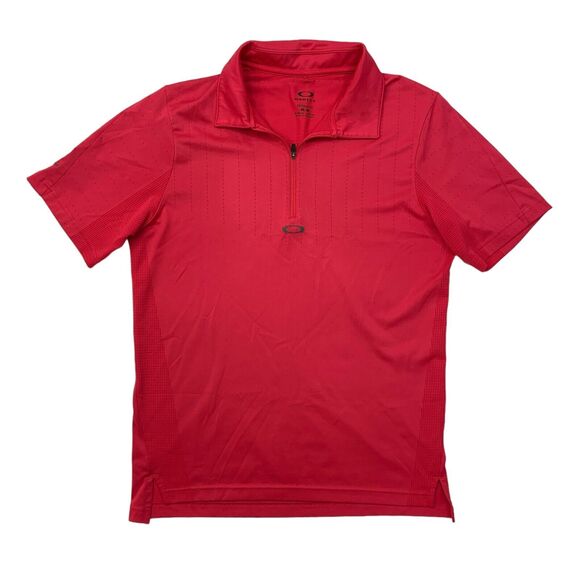 Oakley Polo Shirt Mens Medium Pink Regular Fit Quarter Zip Wildfire Golf Course - Picture 1 of 8